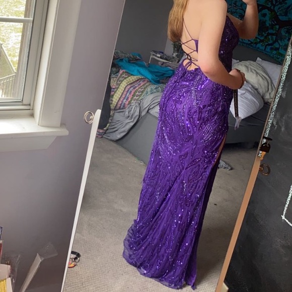 COPY - Purple beaded sequin gown - Picture 2 of 4